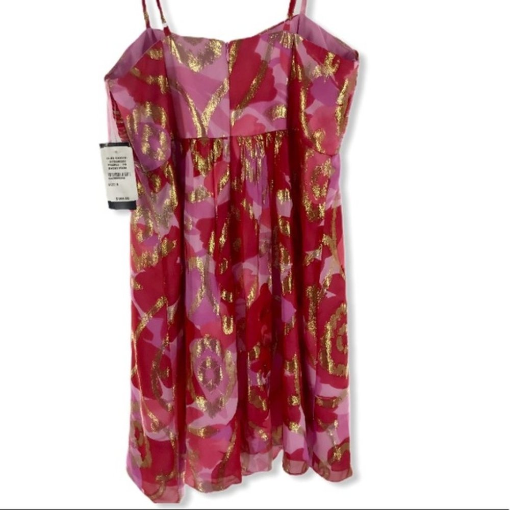 Red/Pink/Gold Oleg Cassini Dress NWT sz 8 - Picture 3 of 12